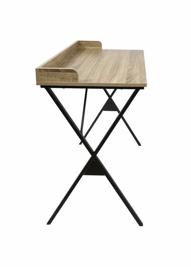 Bureau design pieds métal et bois clair Marron/Noir