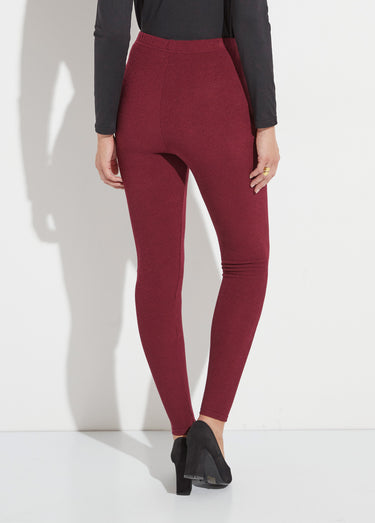 Legging long ceinture élastiqué maille chaude Bordeaux
