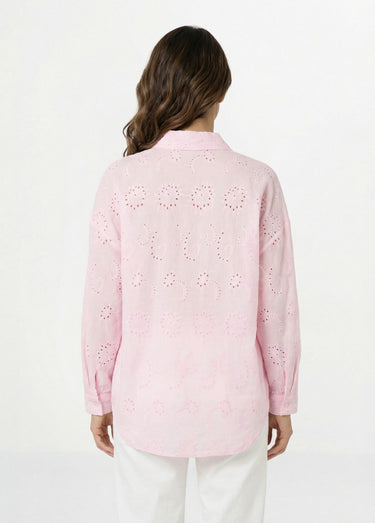 Chemisier coton avec broderie anglaise Rose