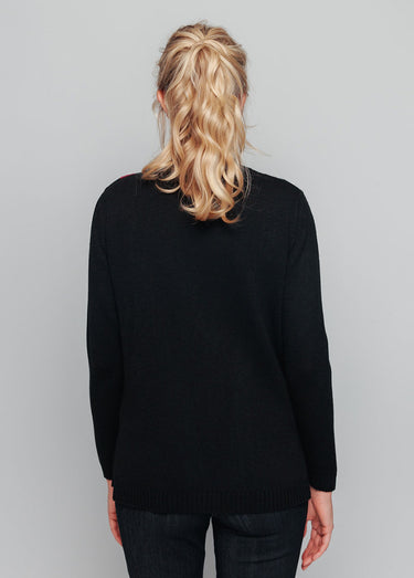 Pull-tunique jacquard col montant Noir/Rose