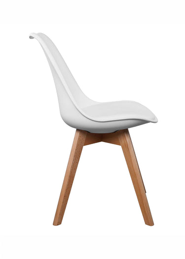 Set 4 Chaises assise coque et pieds bois Blanc