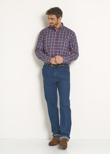 Chemise flanelle détails contrastants, foncé Carreaux Rouge