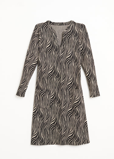 Robe ample courte jacquard zébré Noir / Blanc