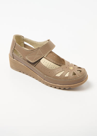 Sandales scratchées largeur confort Taupe
