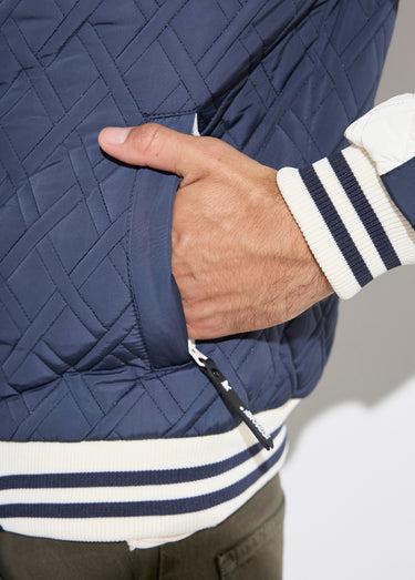 Blouson teddy matelassé losanges Bleu / Blanc
