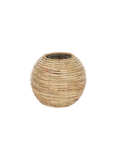 Vase boule en paille Beige