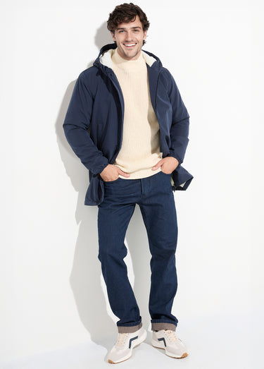 Parka longue fourrée avec capuche Marine