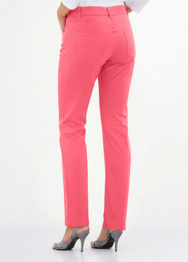 Le pantalon 5 poches brodé Corail