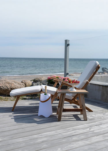 Chaise longue teck, avec  repose pieds Naturel