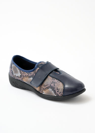 Derbies cuir grande largeur extensibles Marine