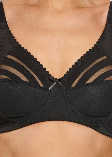 Soutien-gorge sans armatures tulle effet rayé Noir