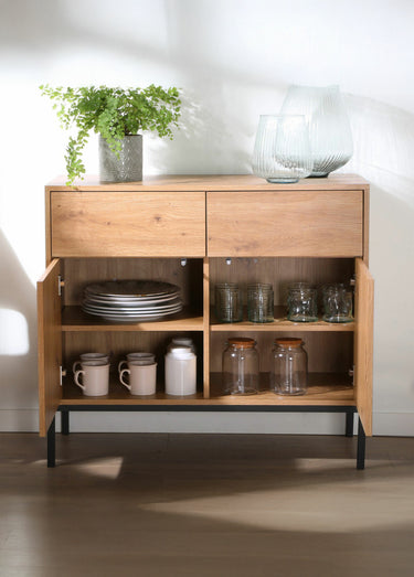 LENNY Buffet 2 portes système push/pull Chêne
