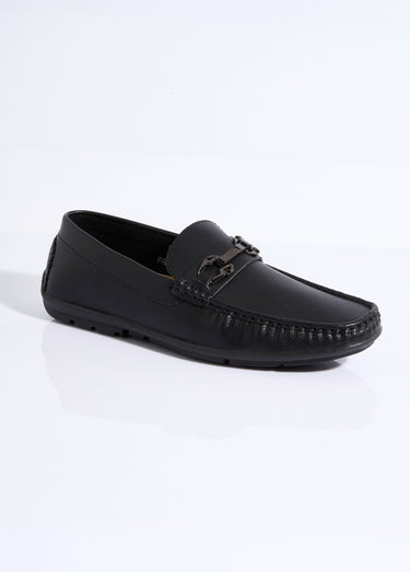 Mocassins aspect grainé, doublés cuir Noir
