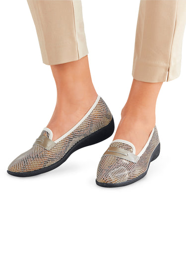 Mocassins pieds sensibles largeur confort Beige