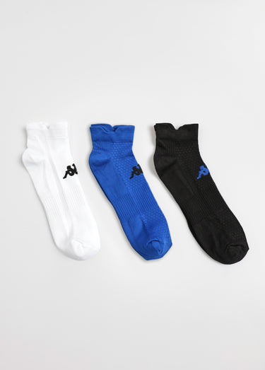 Lot de 3 Socquettes modèles variés Bleu/Noir/Blanc
