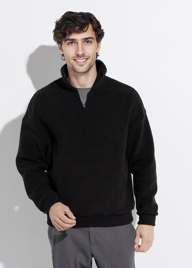 Sweat chaud en polaire col montant zippé Noir