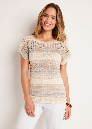 Pull ajouré col rond Naturel