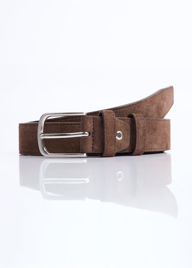 Ceinture cuir suédé et boucle métallisée Marron