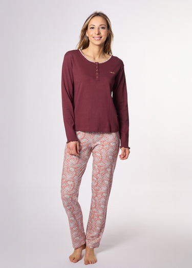 Pyjama à motif et manches longues Rose imprimé