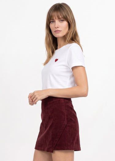 T-shirt manches courtes broderie coeur Blanc