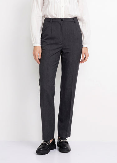 Pantalon taille semi-élastiquée droit Gris