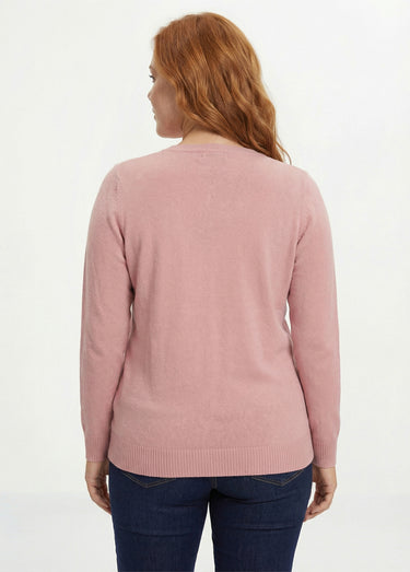 Gilet boutonné mi-long maille douce Rose