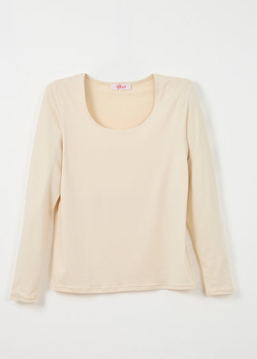 T-shirt col danseuse manches longues Ecru