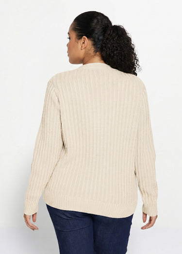 Pull chaud style irlandais col montant Ecru