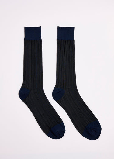 Chaussettes voile à côtes Bleu Marine