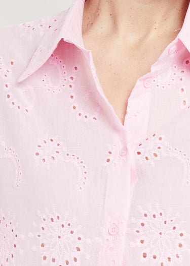 Chemisier coton avec broderie anglaise Rose