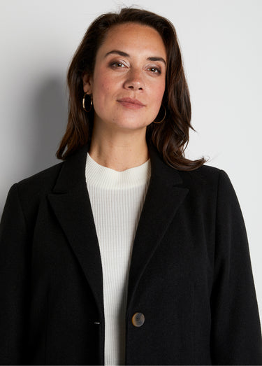 Manteau col tailleur aspect lainage Noir