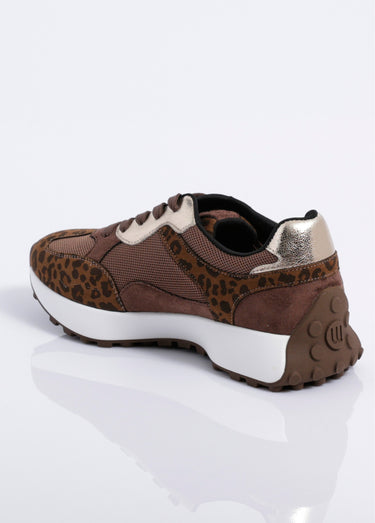 Baskets multimatières semelle compensée Leopard