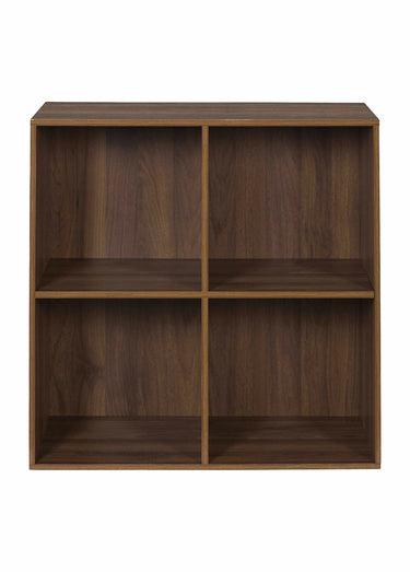 Meuble 4 cases en bois foncé rainuré Marron