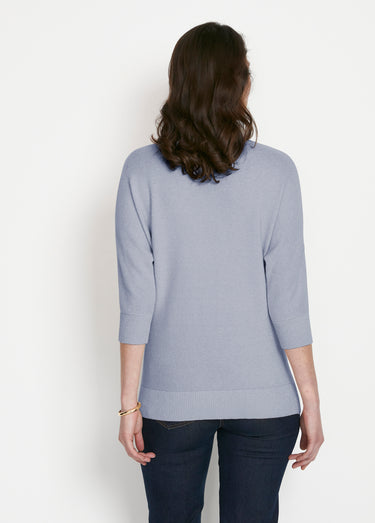 Pull maille brillante fantaisie ajourée Bleu
