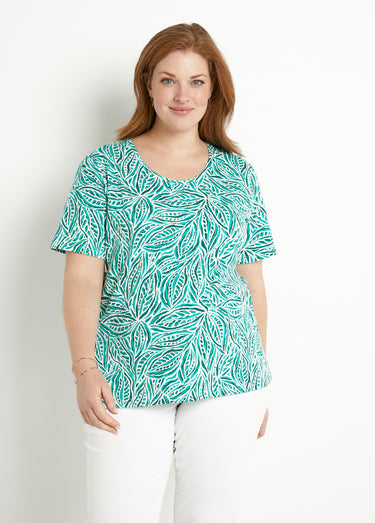 T-shirt long manches courtes col rond Imprime Aqua