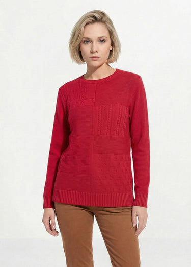 Pull-tunique col rond manches longues Groseille