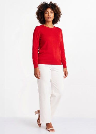 Pull laine mérinos manches longues Carmin