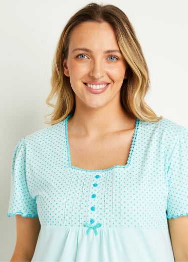 Chemise de nuit coton dentelle Aqua