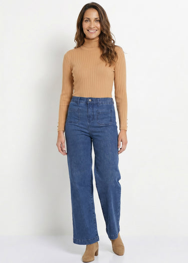 Jean large denim stretch Bleu Stone