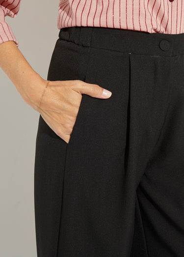 Pantalon tailleur fluide élastiqué Noir