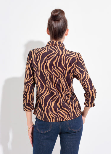 Surchemise velours côtelé motif zébré Noir/Beige