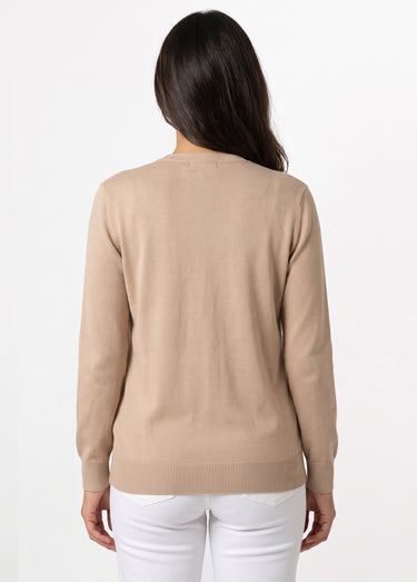 Pull laine mérinos manches longues Camel