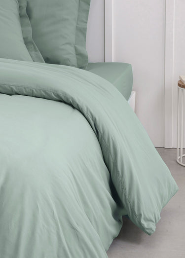 Housse de couette coton uni Celadon