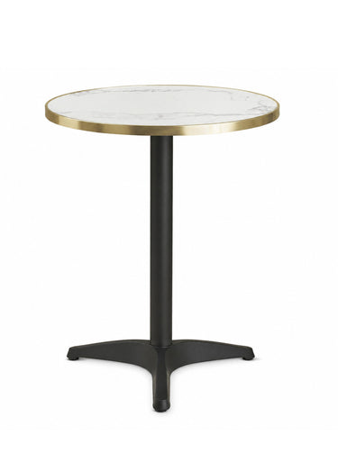 Table bistro ronde 60 cm, aspect marbre Noir / Blanc