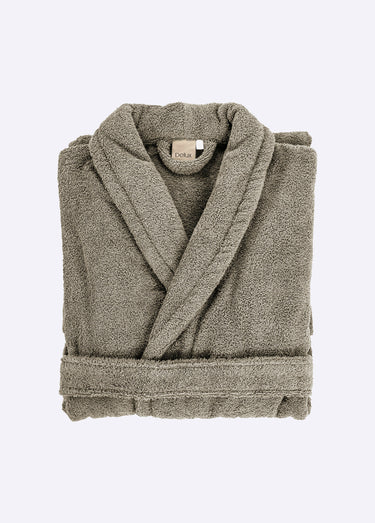 Peignoir long en éponge, avec col châle Taupe