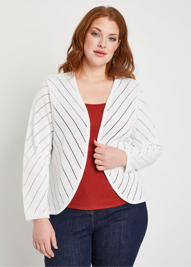 Gilet boléro fin ajouré coton Blanc