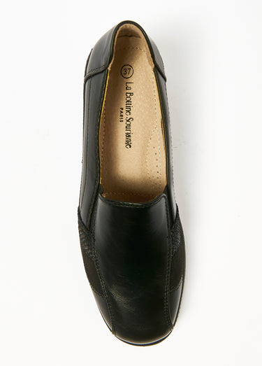 Derbies mix matières et talon compensé Noir