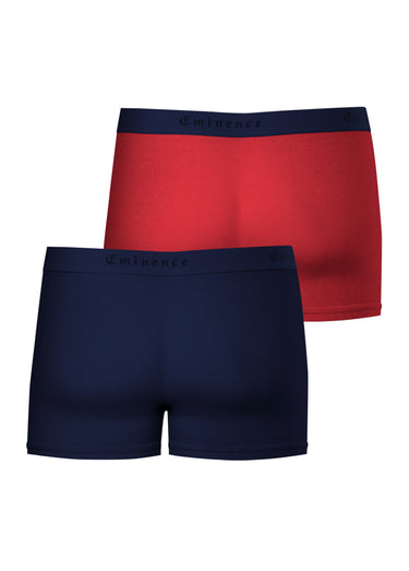 Boxers assortis, rayé et uni Marine/Rouge
