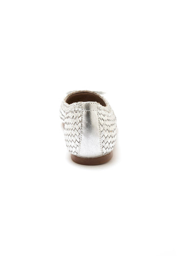 Ballerines cuir tressé, largeur confort Argent