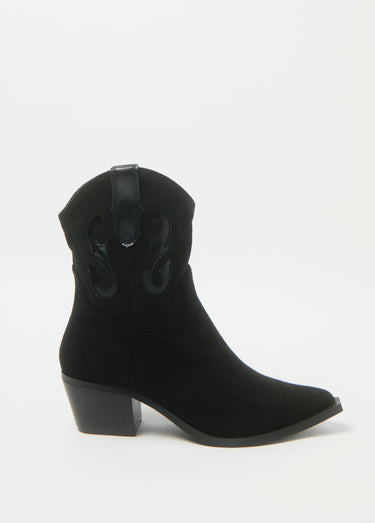 Boots pointues type santiags talon biais Noir